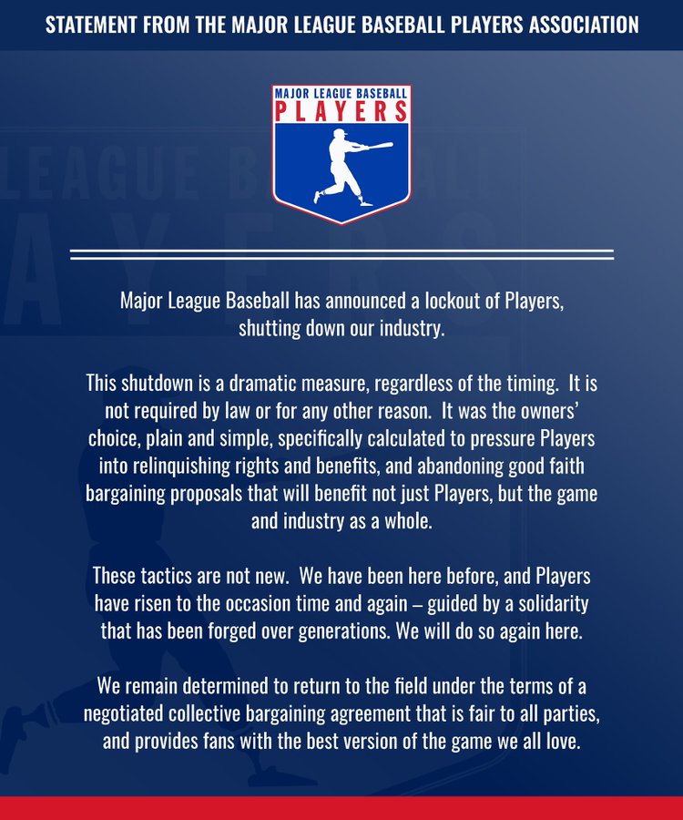 MLBPA Lockout Statement